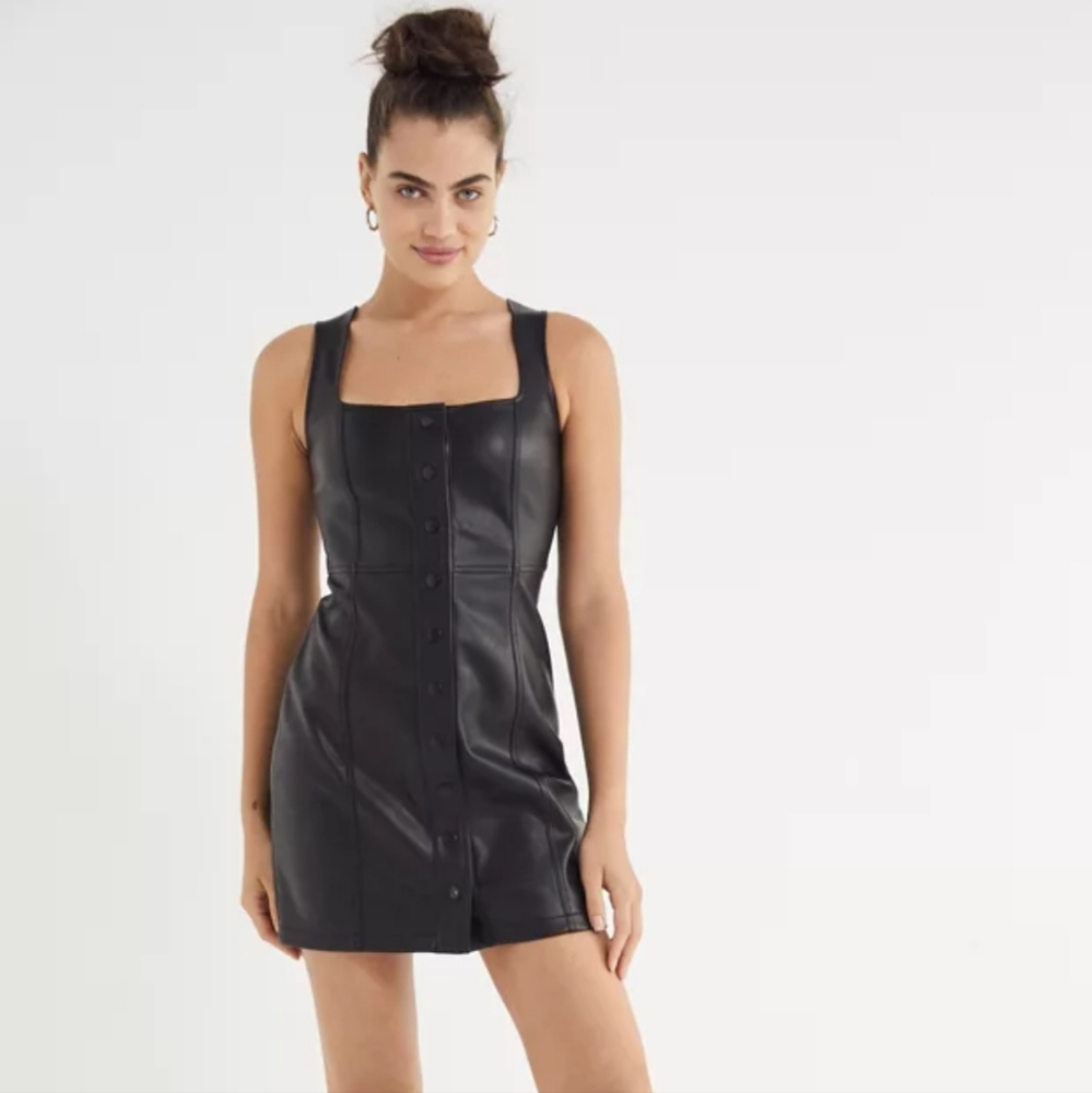 NWT UO Faux Leather Button-Down Dress Size 4